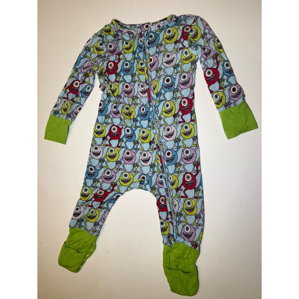 Posh Peanut Disney Monsters Inc Mike Wazowski Footie Pajamas 3-6M Blue Green